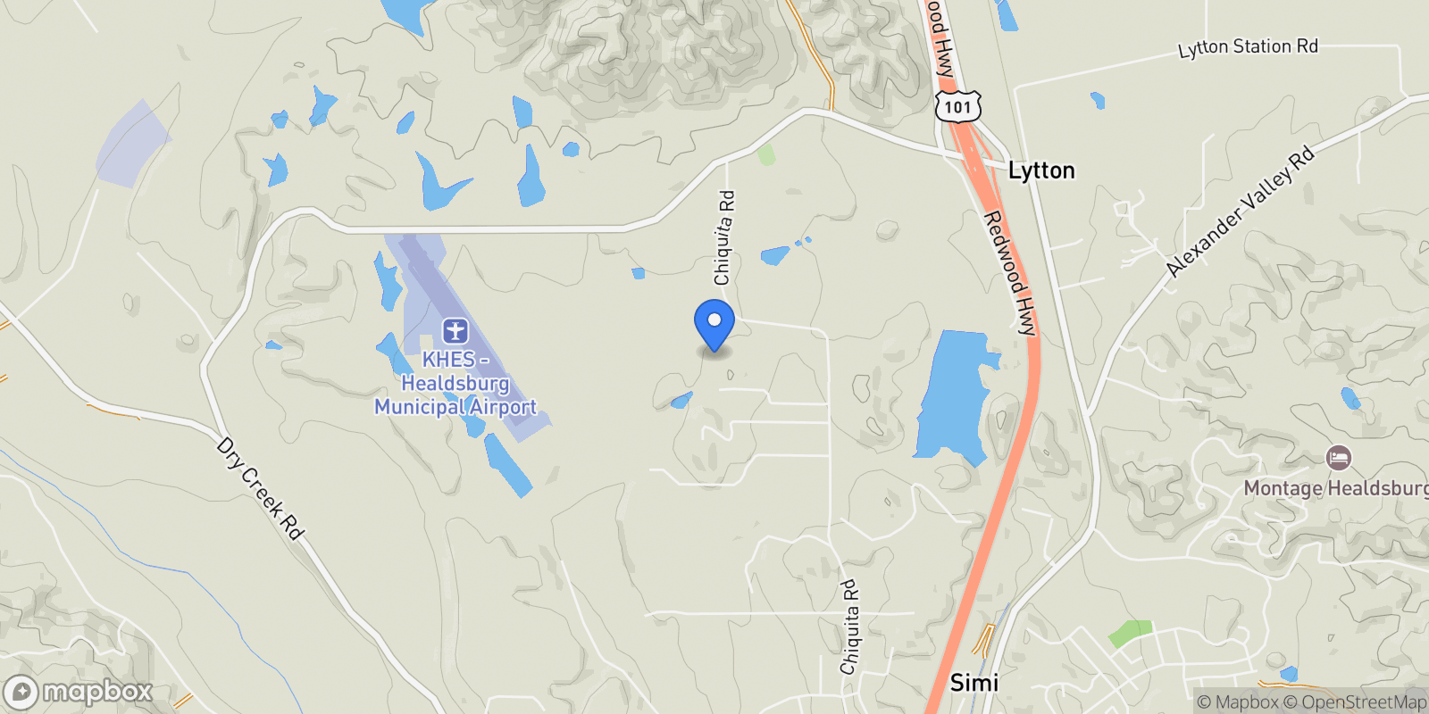 Map showing 1676 Chiquita Road , Healdsburg, CA 95448, Healdsburg, California, United States.