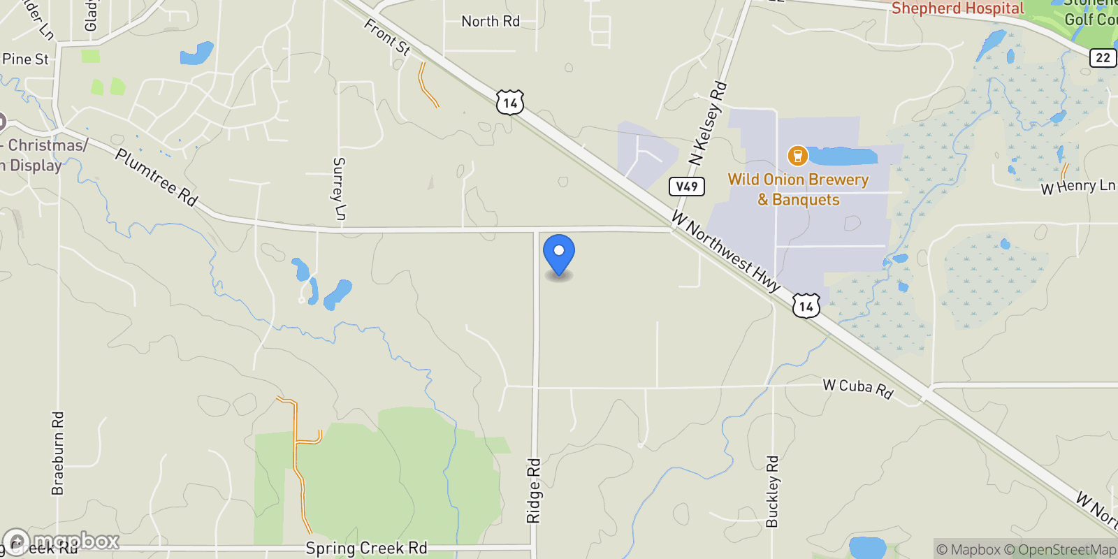 Map showing 361 Ridge Road, Barrington Hills, IL, 60010, USA, Barrington Hills, Illinois, United States.
