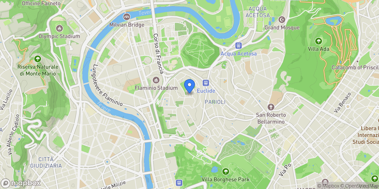 Map showing Viale Ruggero Bacone, Rome, Lazio, Italy.