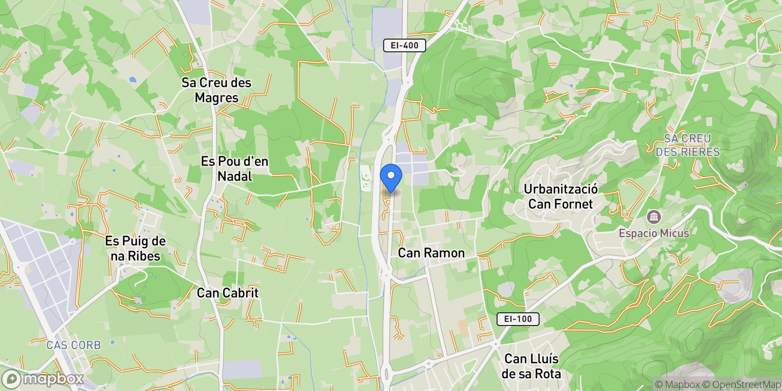 Map showing EI-300, 428, 07819 Ca Na Negreta, Illes Balears, Spain, Ca na Negreta, Santa Eularia des Riu, Balearic Islands.