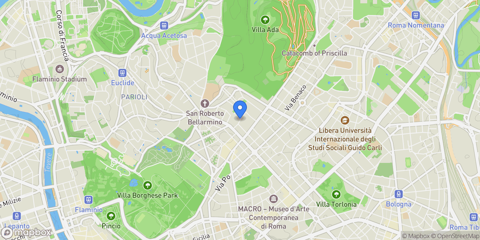 Map showing Via Lovanio, La Cinquina - Bufalotta, Lazio, Italy.