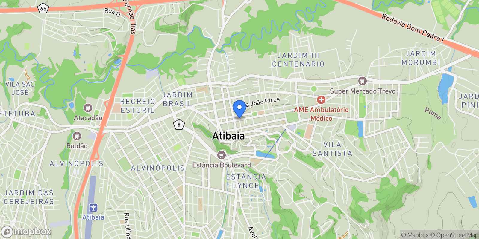 Map showing Atibaia, State of São Paulo, Brazil.