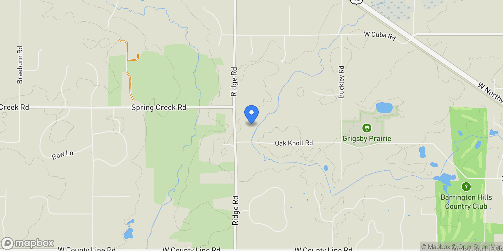 Map showing 560 Oak Knoll Road, Barrington Hills, IL, 60010, USA, Barrington Hills, Illinois, United States.