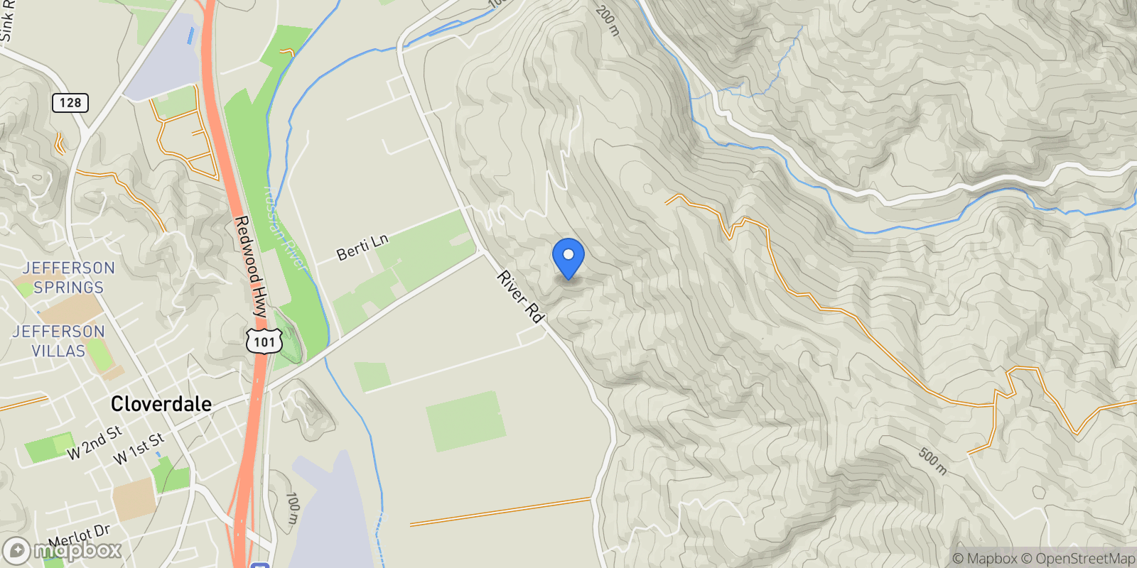Map showing 29810 River Road , Cloverdale, CA 95425, Cloverdale, California, United States.