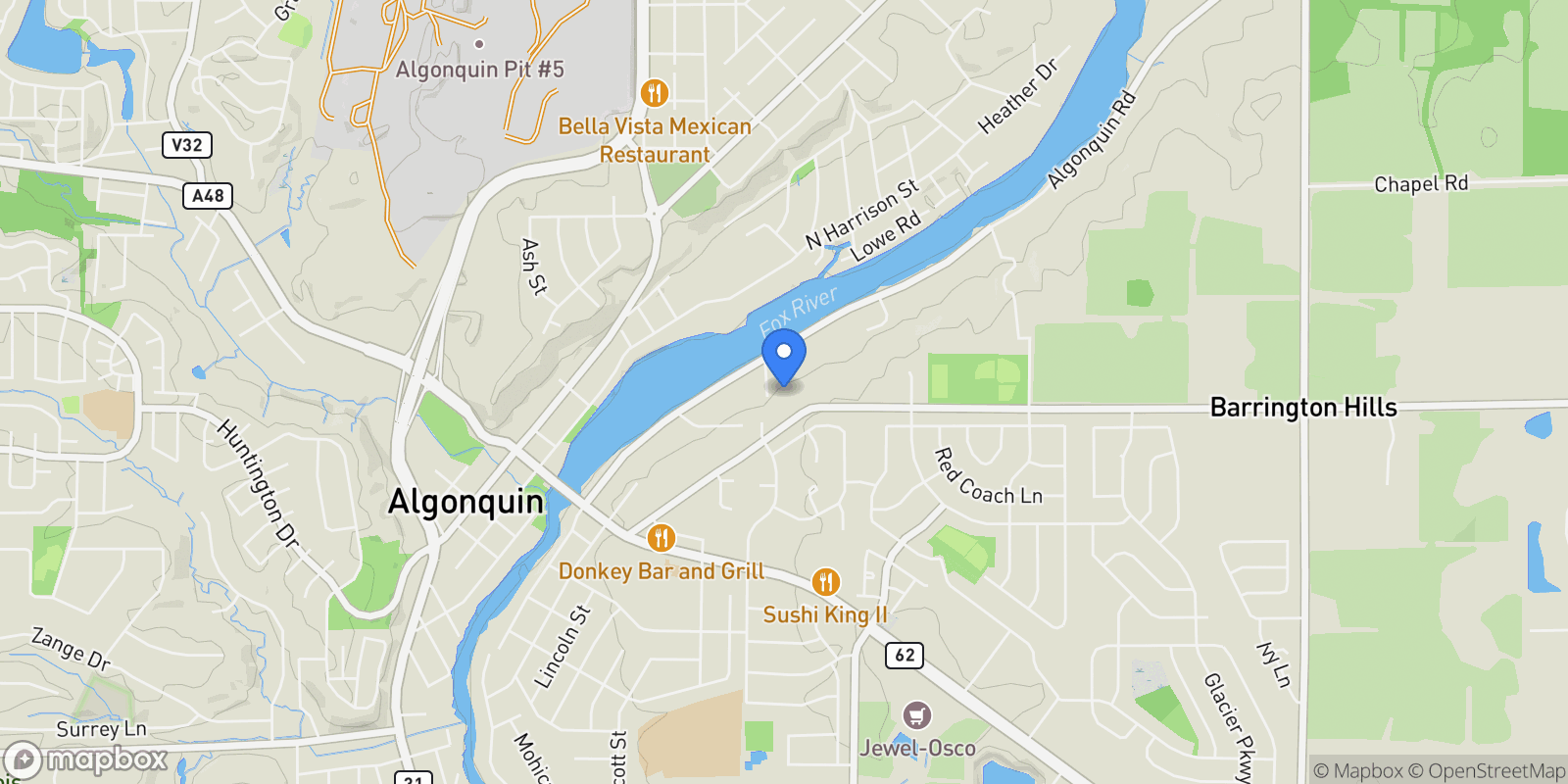 Map showing 925 N. River Road, Algonquin, IL, 60102, USA, Algonquin, Illinois, United States.