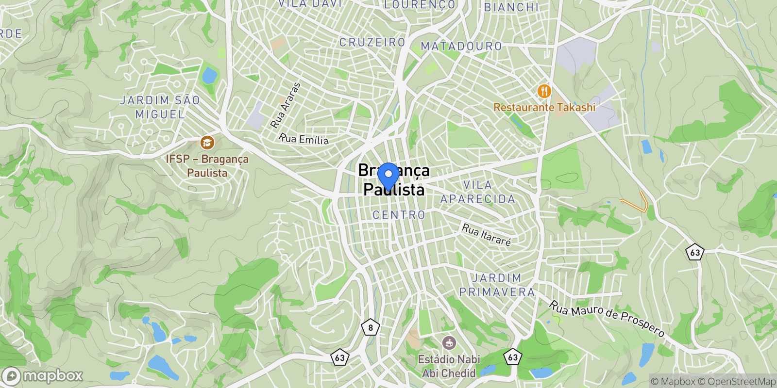 Map showing Bragança Paulista, State of São Paulo, Brazil.