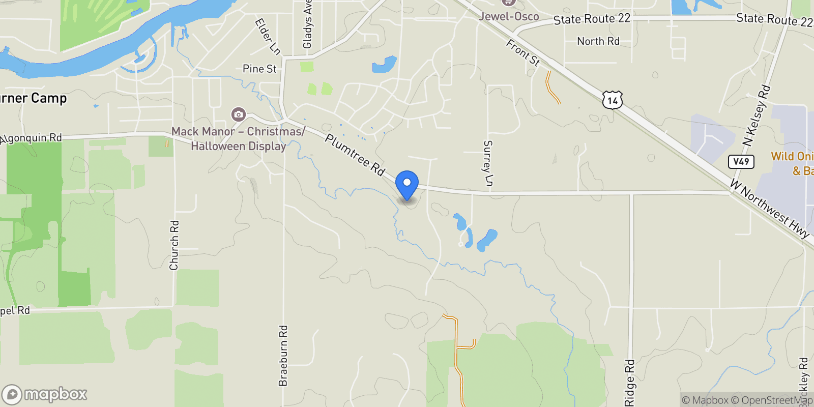 Map showing 1 Rock Ridge Road, Barrington Hills, IL, 60010, USA, Barrington Hills, Illinois, United States.