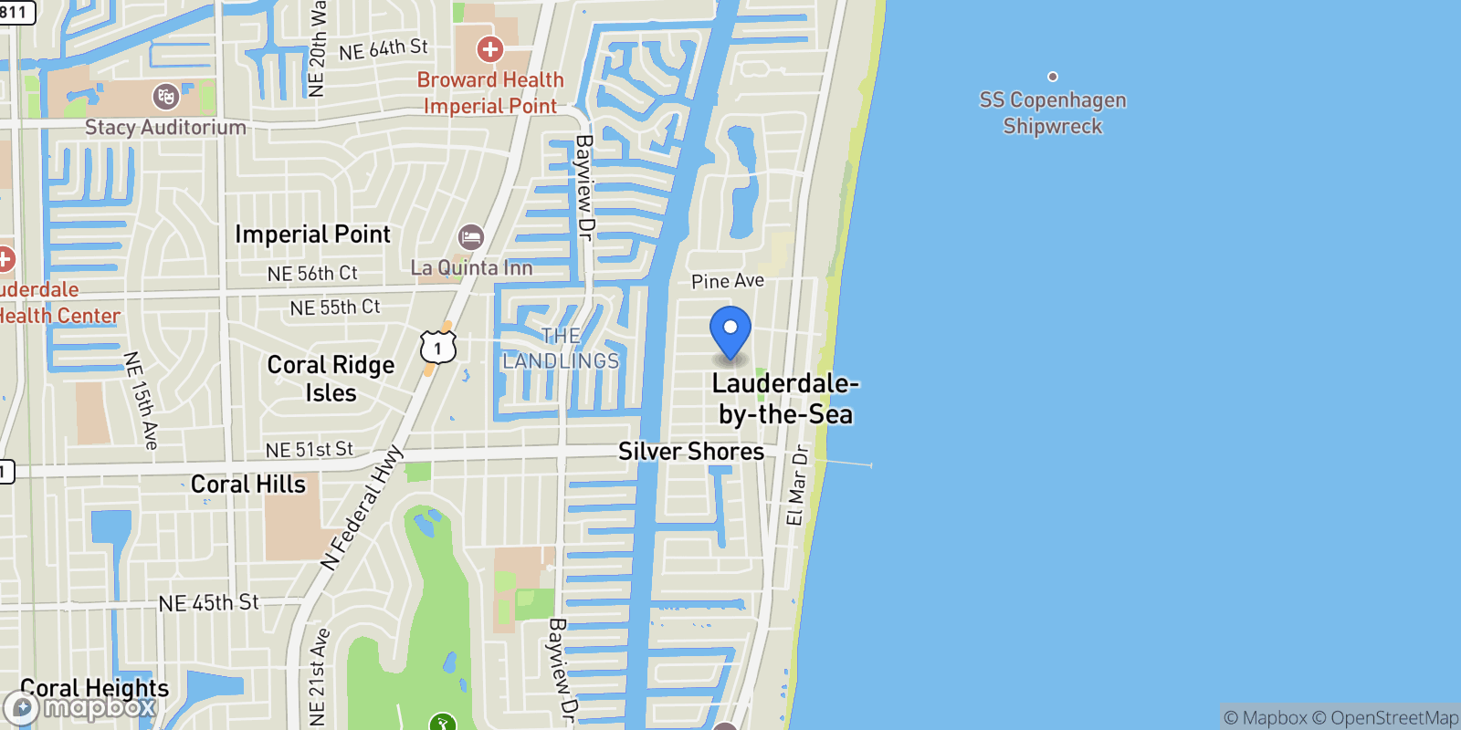 Map showing 4521 Sea Grape Dr, Fort Lauderdale, Florida, United States.