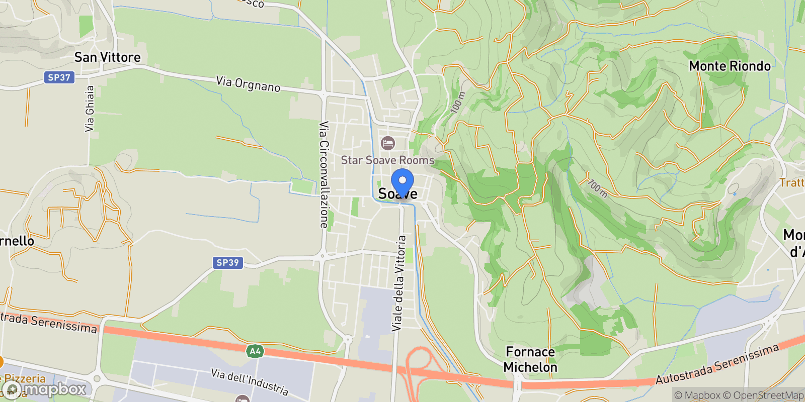 Map showing Via Costeggiola, Soave, Veneto, Italy.