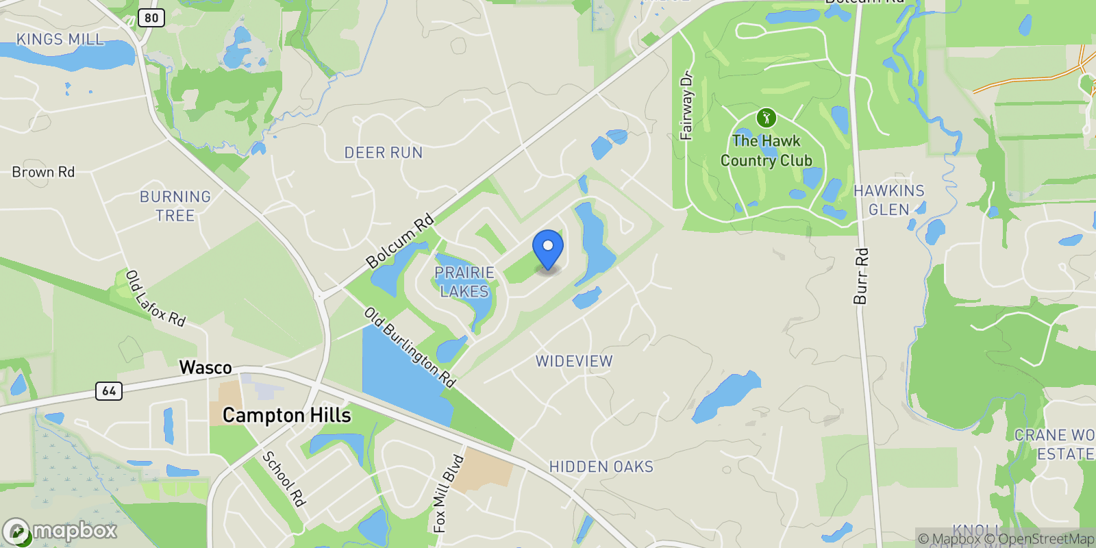 Map showing 5N193 Prairie Rose Drive, St. Charles, IL, 60175, USA, Campton Hills, Illinois, United States.