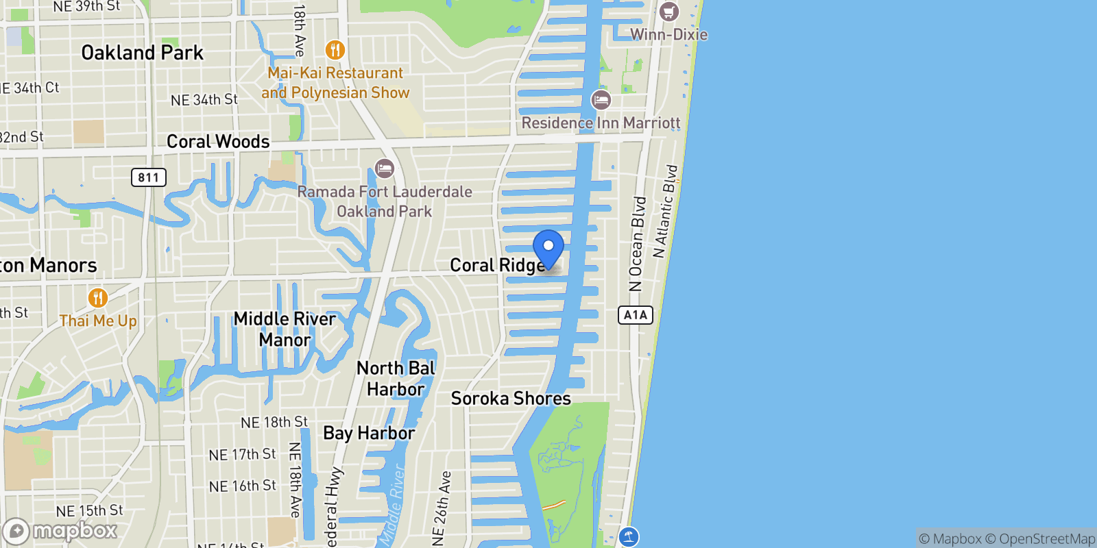 Map showing 2870 NE 26th St, Wilton Manors, Florida, United States.