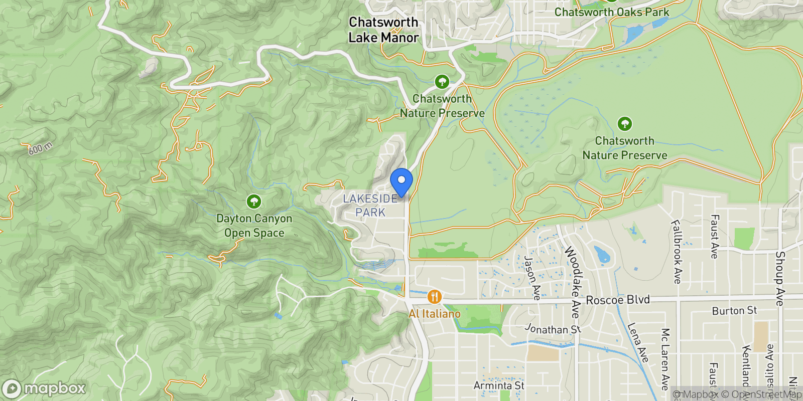 Map showing 23911 Homezell Drive, 91304, California, United States.