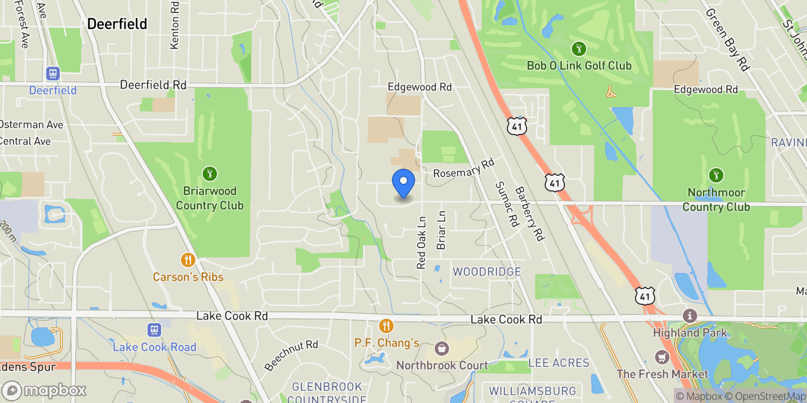 Map showing 1985 Clavey Road, Highland Park, IL, 60035, USA, Highland Park, Illinois, United States.