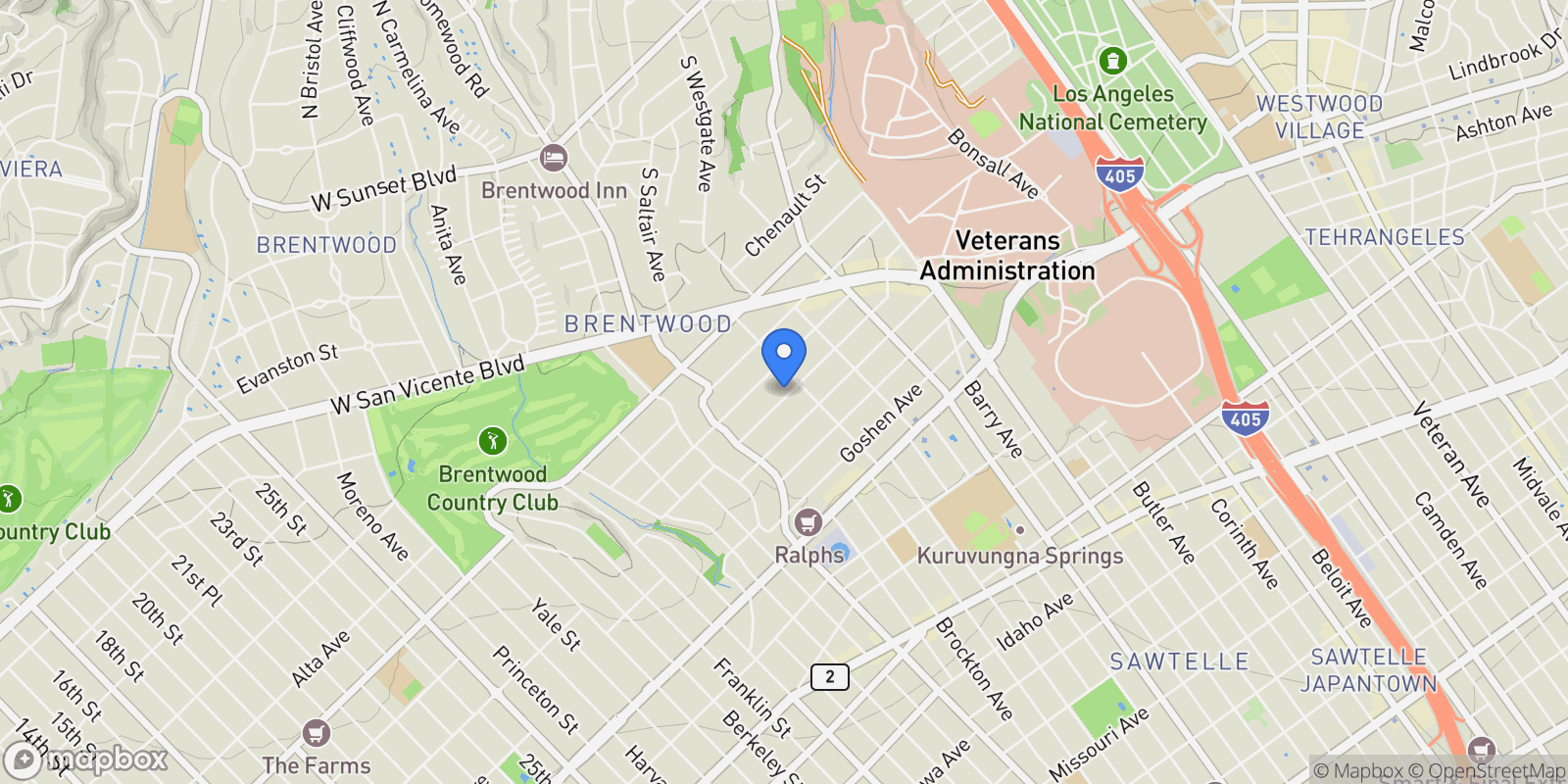 Map showing 11923 Darlington Avenue 302, Los Angeles, California, United States.