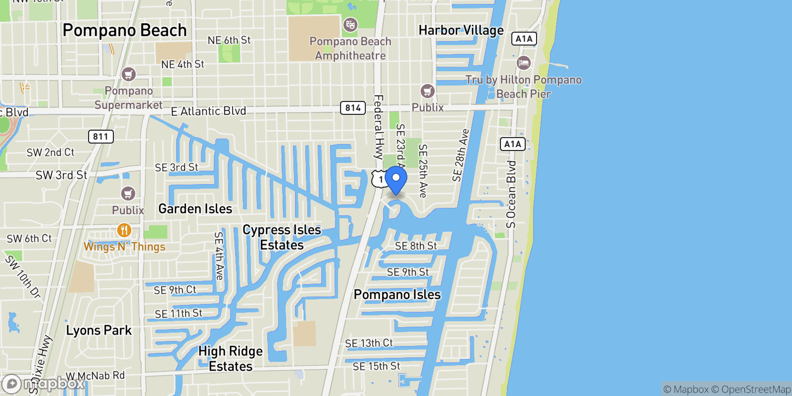 Map showing 2254 SE 7th Street, Hillsboro Beach, Florida, United States.