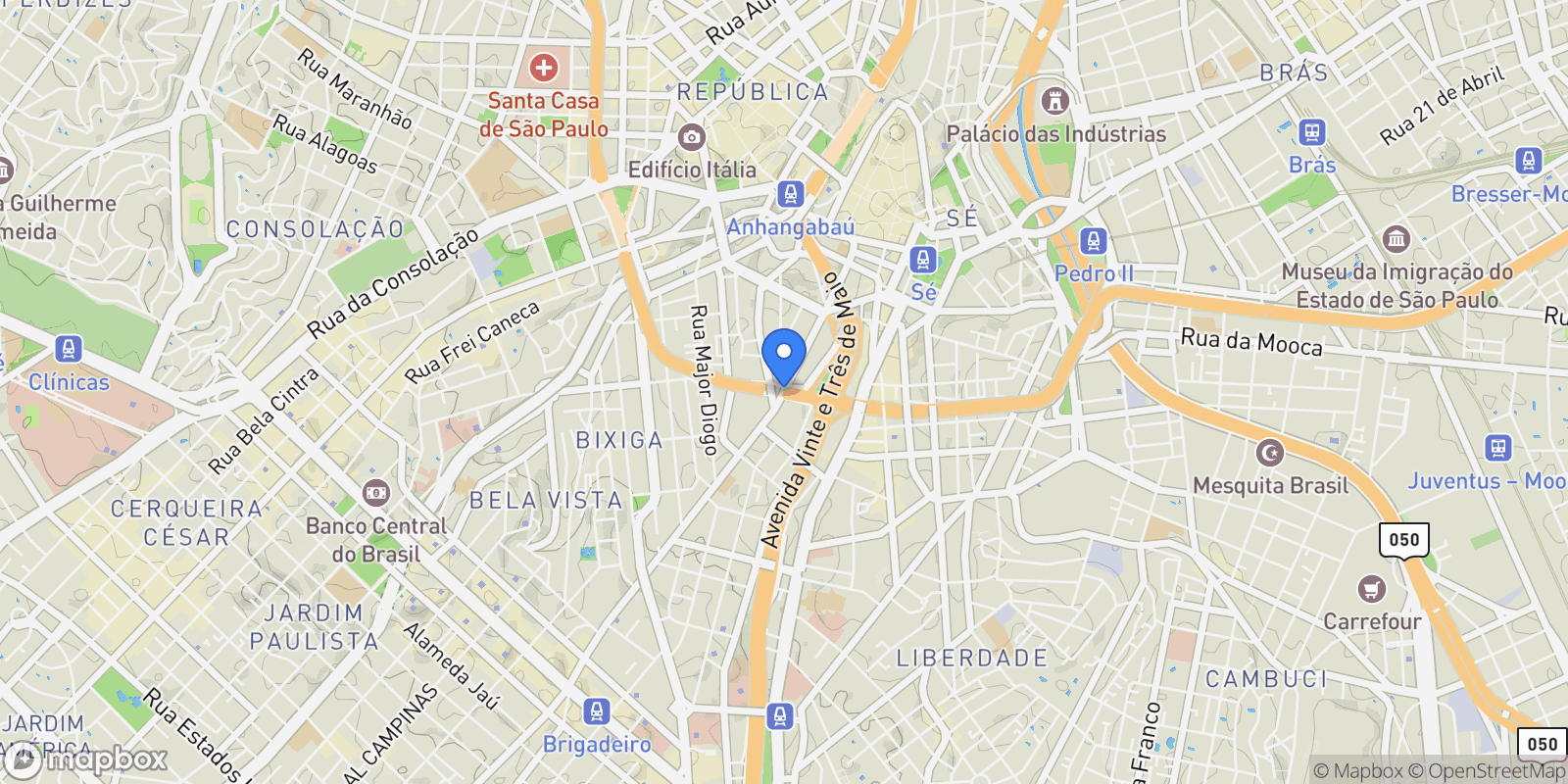 Map showing São Paulo, State of São Paulo, Brazil.