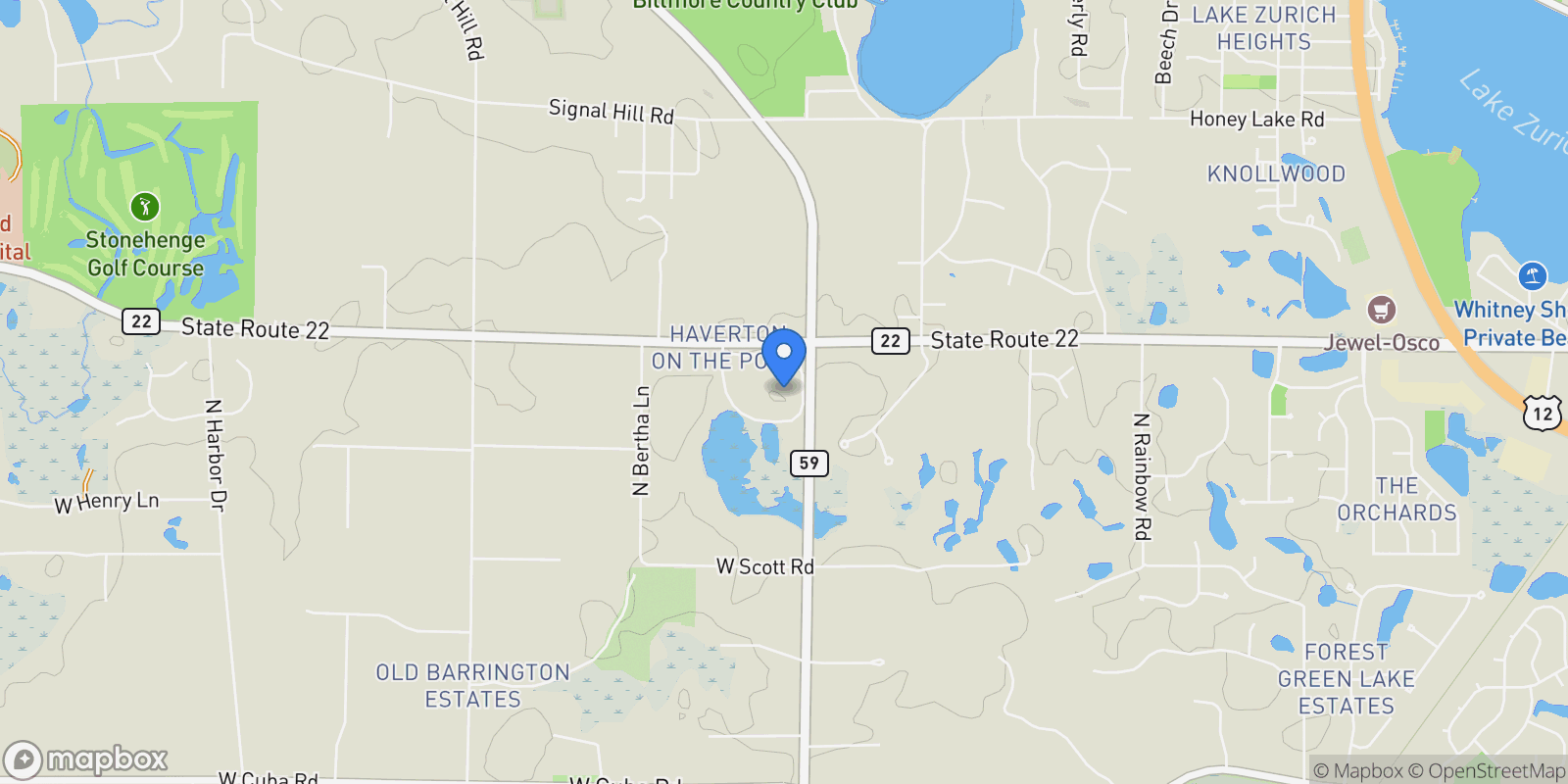 Map showing 165 Haverton Way, North Barrington, IL, 60010, USA, Barrington Hills, Illinois, United States.