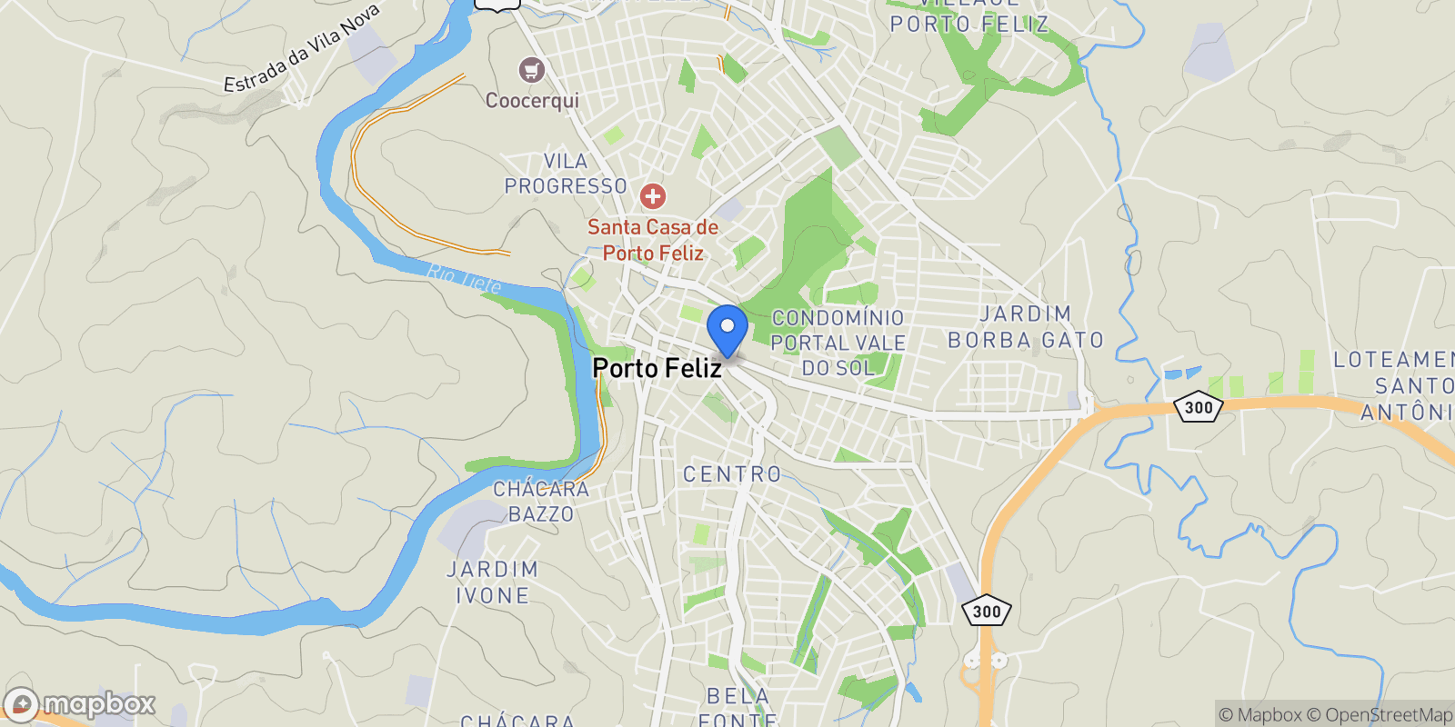 Map showing Porto Feliz, State of São Paulo, Brazil.