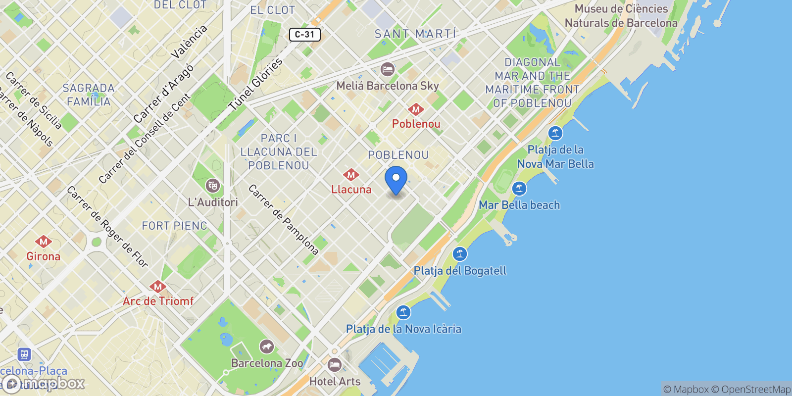 Map showing 08005, El Poblenou, Barcelona, Sant Marti, Barcelona, Spain.