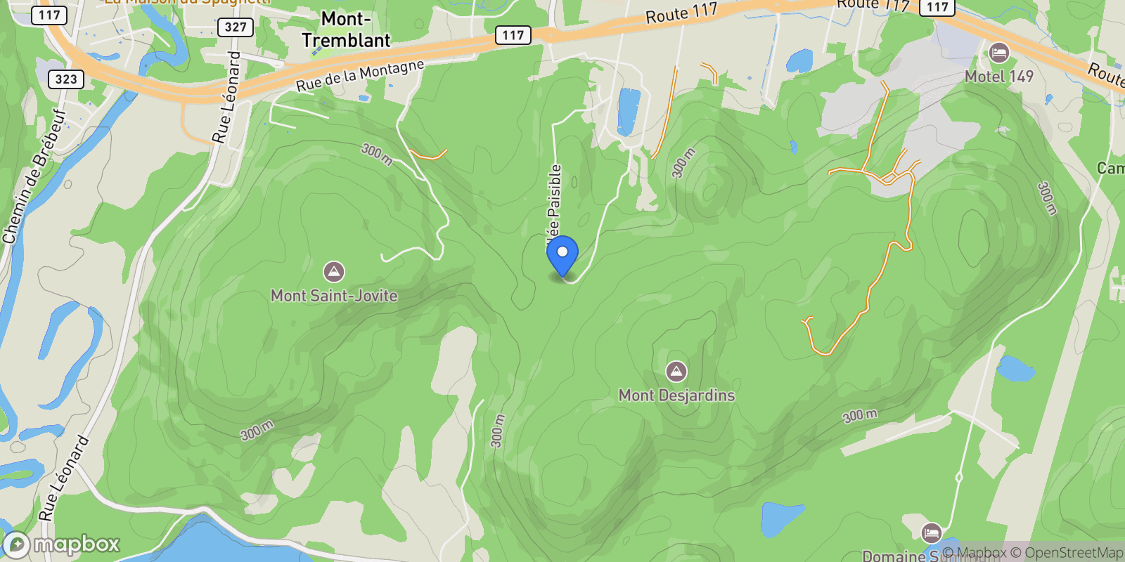 Map showing 405 Allée Paisible, Mont-Tremblant, Quebec, Canada.