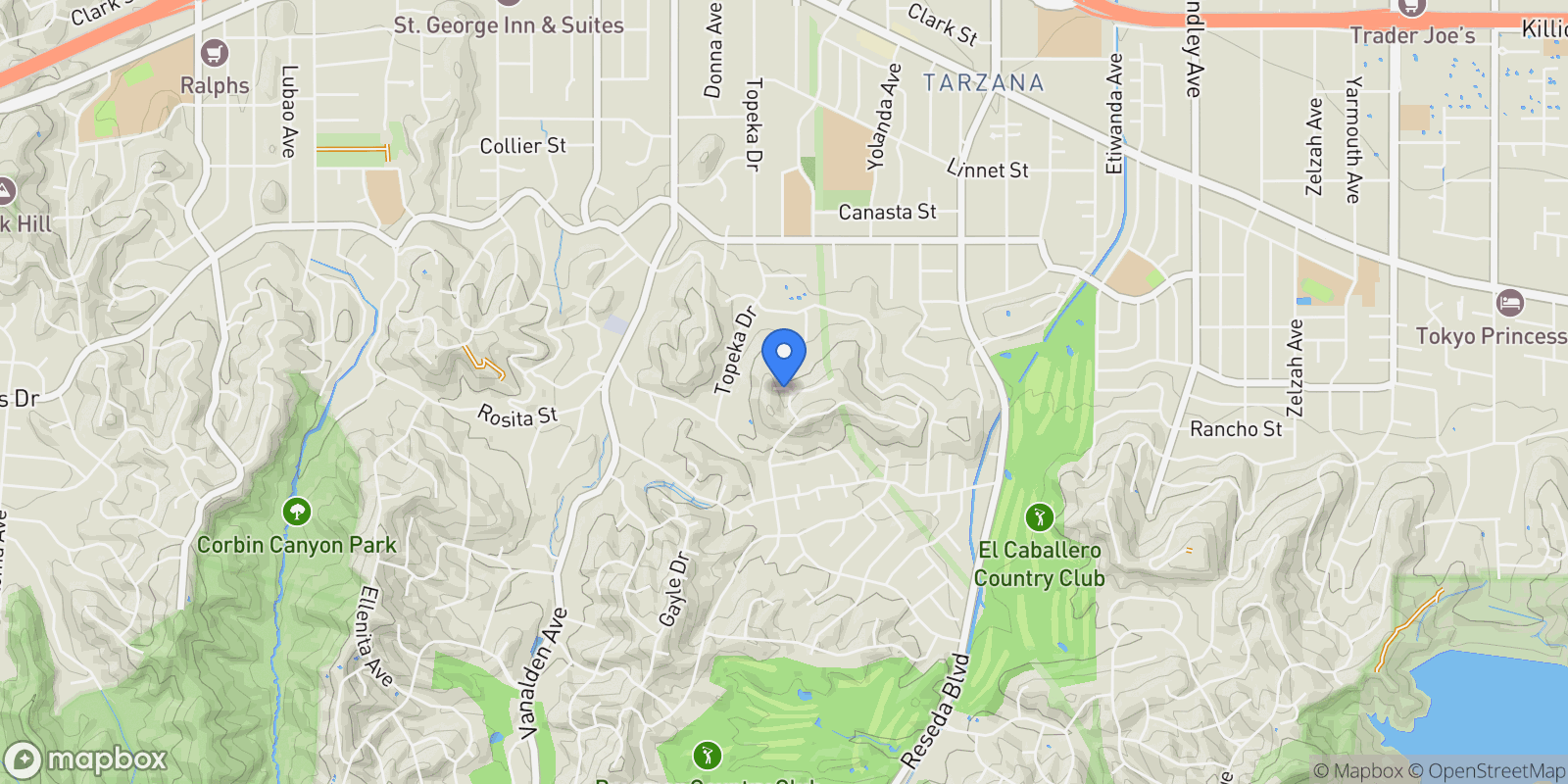 Map showing 18933 La Montana Place, Los Angeles, California, United States.