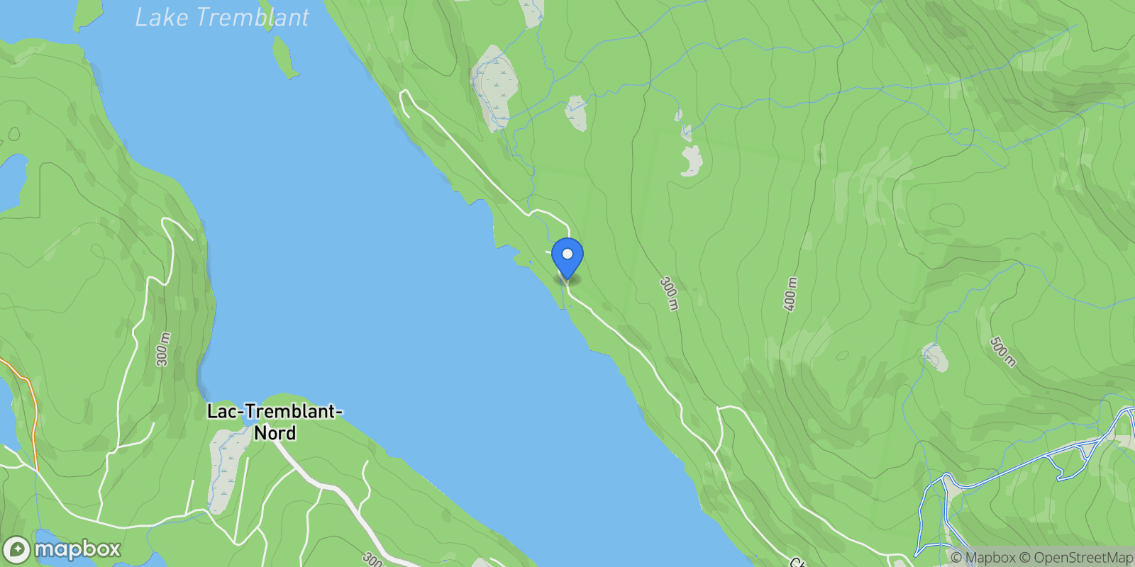 Map showing 102 Imp. des Cascades, Mont-Tremblant, Quebec, Canada.