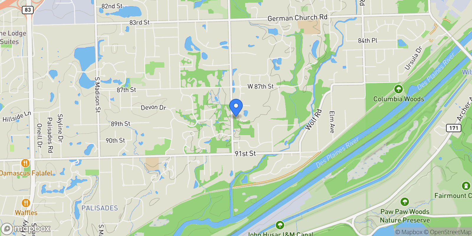 Map showing 8886 Johnston Road, Burr Ridge, IL, 60522, USA, Burr Ridge, Illinois, United States.