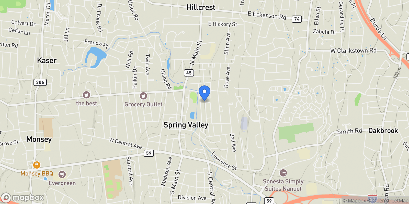 Map showing 133 Lake Street #202, Monsey, NY 10977, Spring Valley, New York, United States.