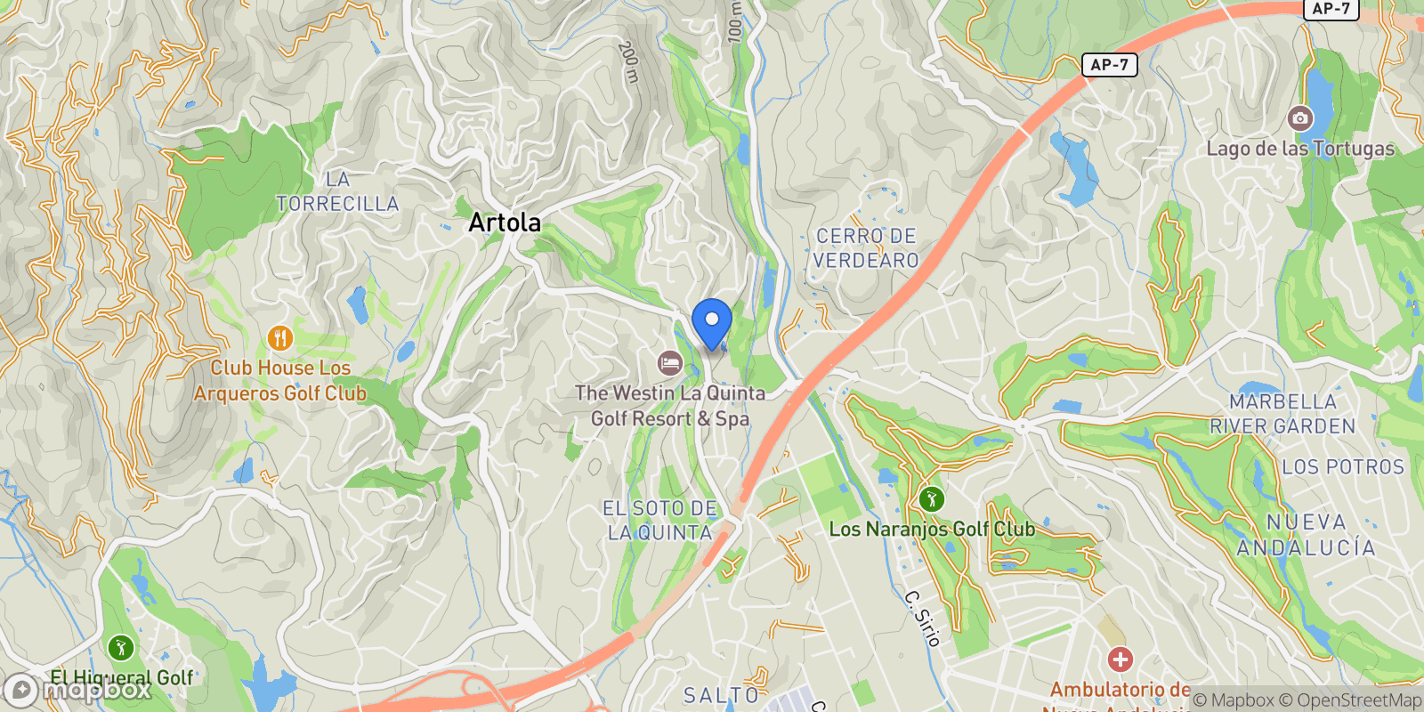 Map showing La Quinta, Málaga, La Quinta, Benahavis, Andalusia.
