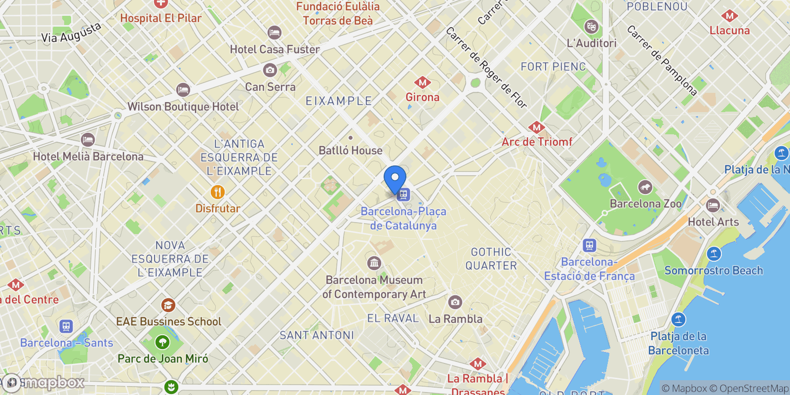 Map showing Barcelona, Eixample, Barcelona, Spain.
