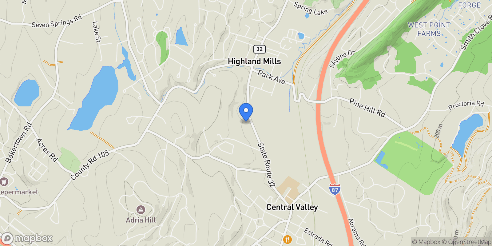 Map showing Woodbury, New York, United States.