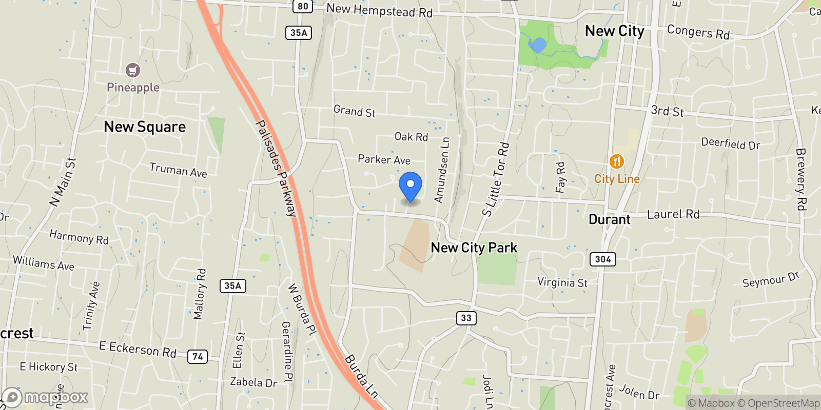 Map showing 122 Birch Lane, New City, NY 10956, New City, New York, United States.