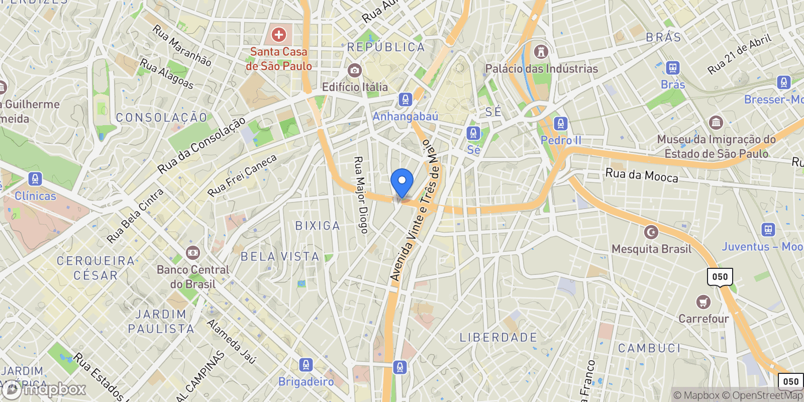 Map showing São Paulo, State of São Paulo, Brazil.