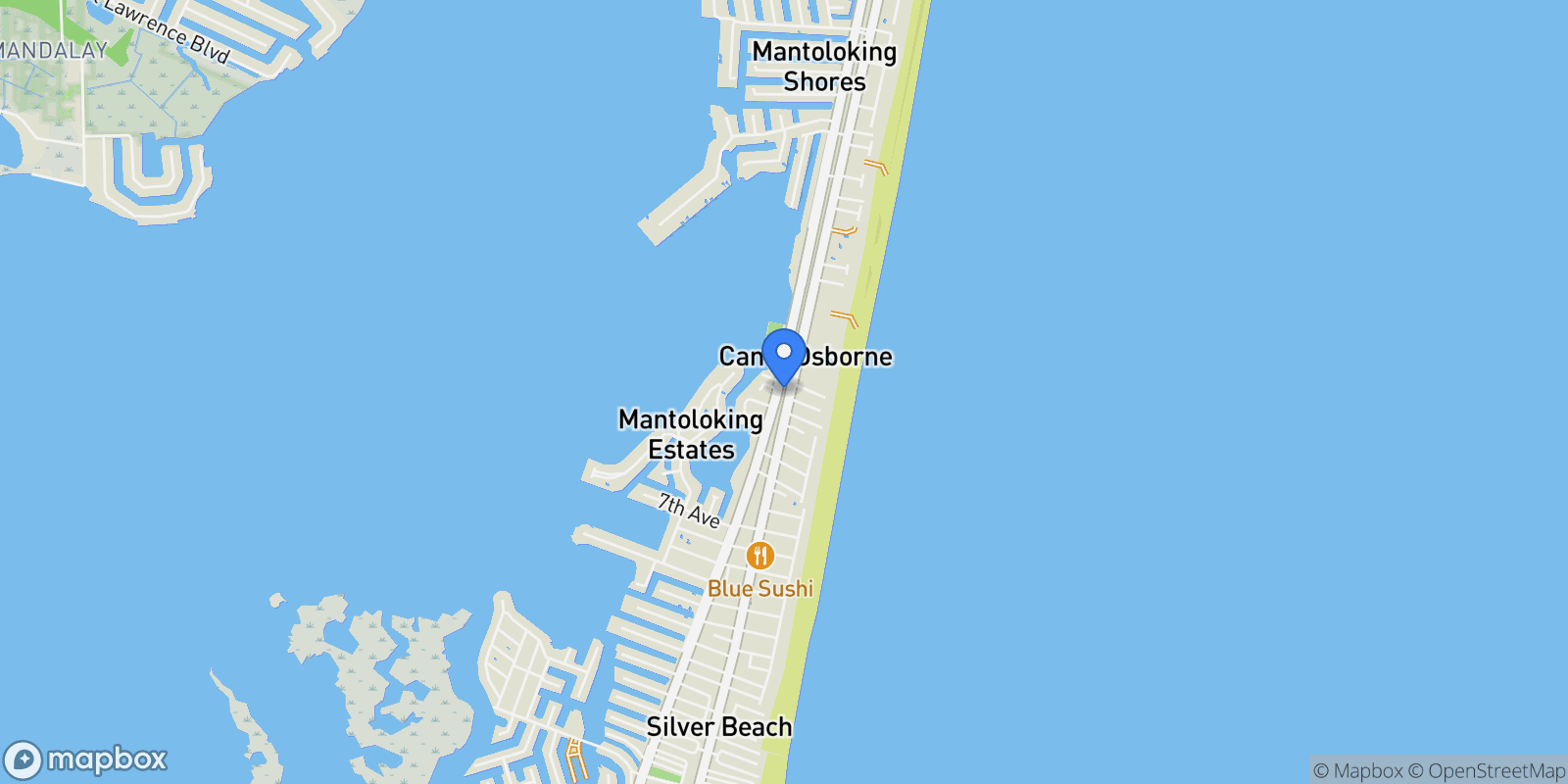 Map showing 461 N Route 35, Mantoloking, NJ 08738, Mantoloking, New Jersey, United States.