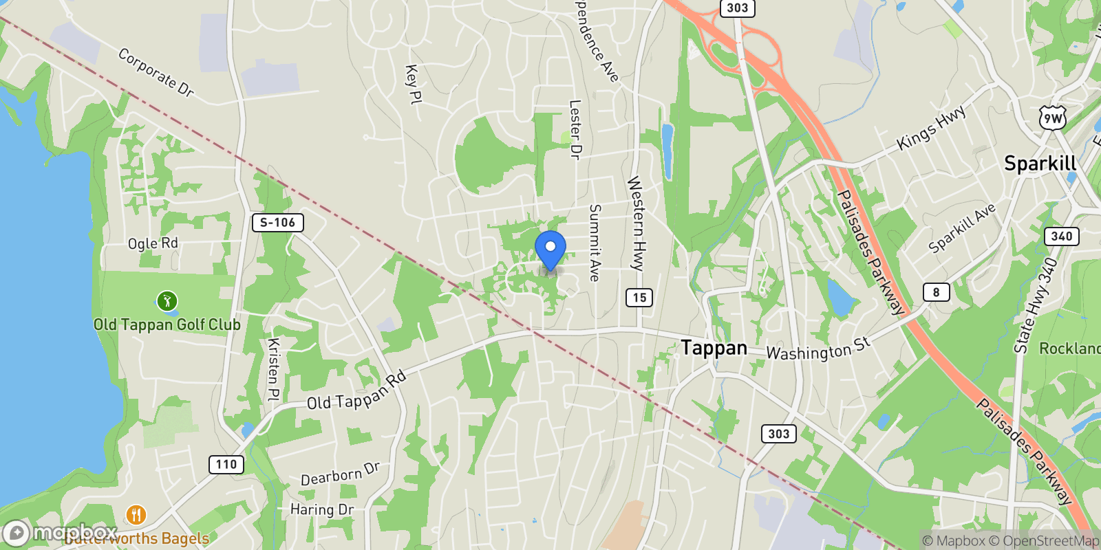 Map showing 101 Hickory Hill Road, Tappan, NY 10983, Tappan, New York, United States.