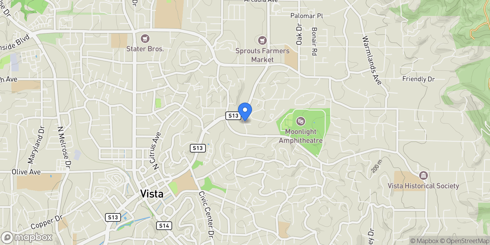 Map showing 1010 Clearbrook Lane, Vista, California, United States.