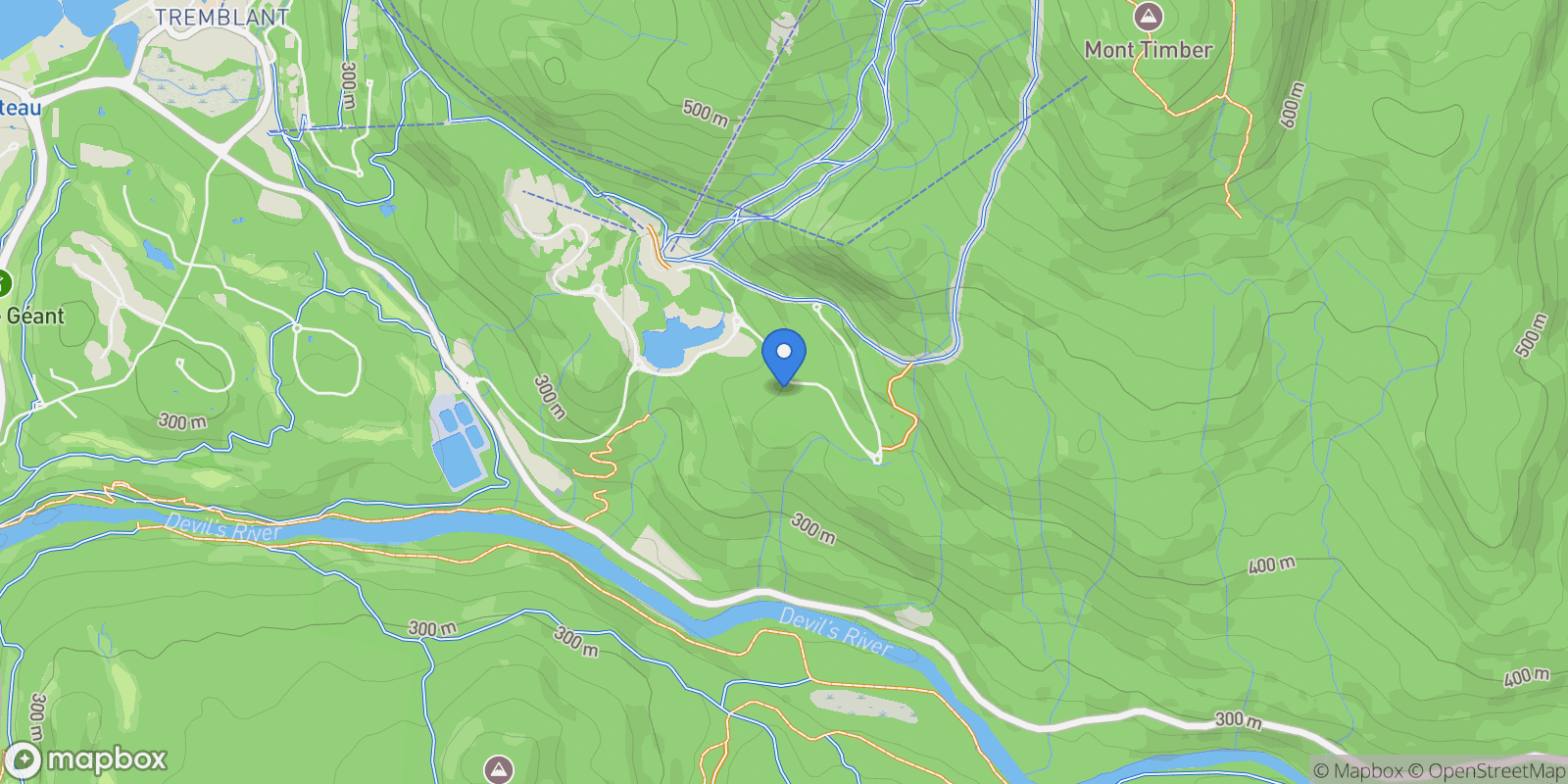 Map showing 105 Allée du Solstice 302, Mont-Tremblant, Quebec, Canada.