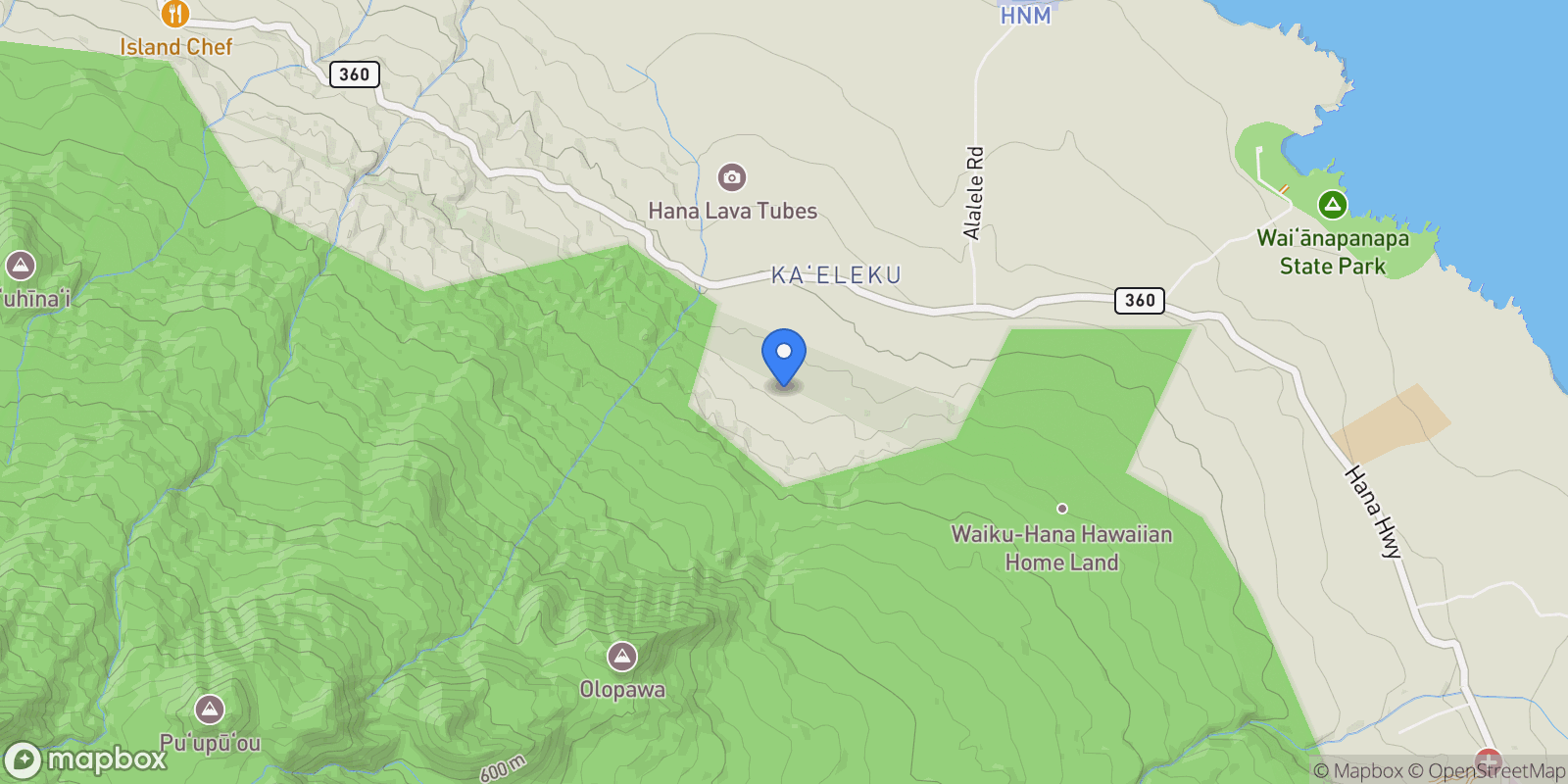 Map showing 181 Kalo Road, Hana, HI 96713, Hana, Hawaii, United States.