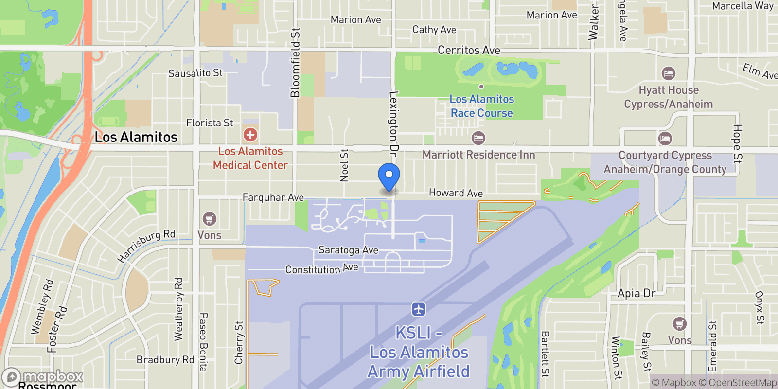 Map showing 4461 Farquhar Avenue, Los Alamitos, California, United States.