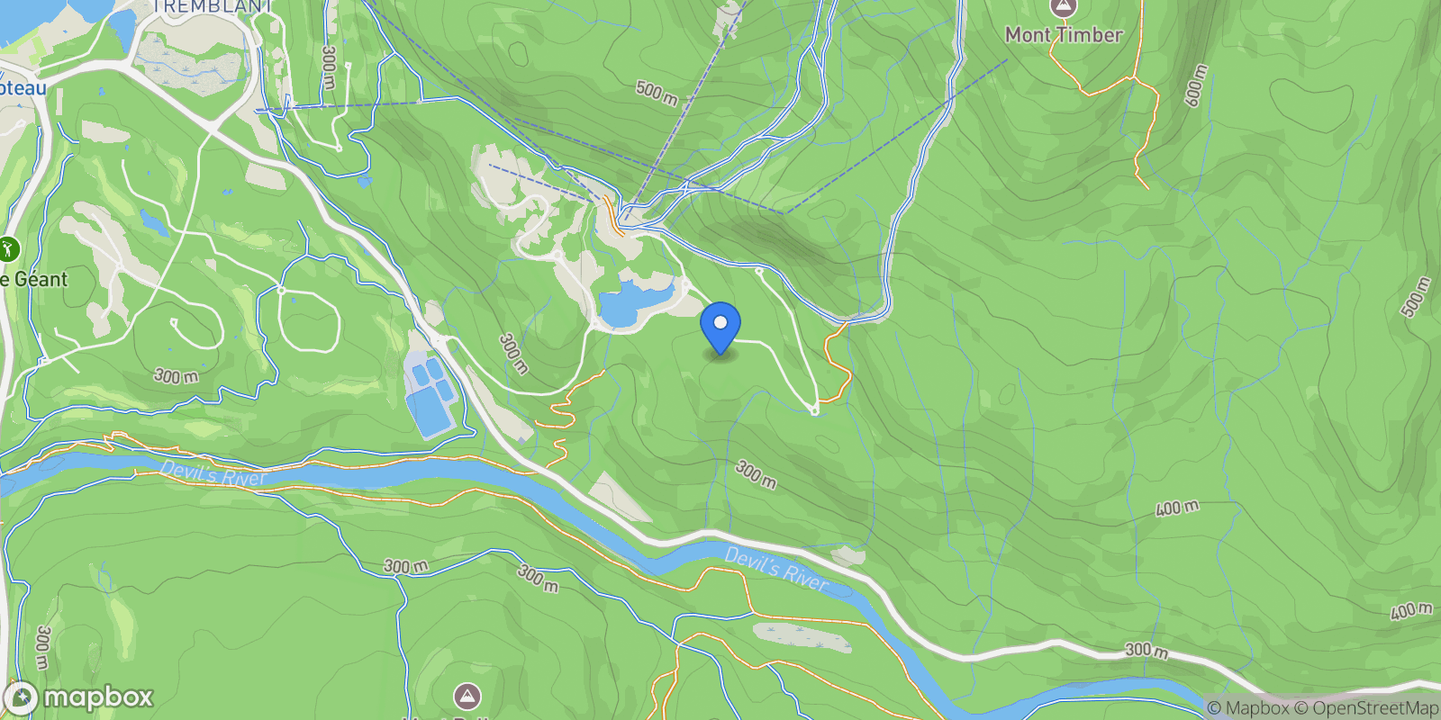 Map showing 135 Allée du Solstice 401, Mont-Tremblant, Quebec, Canada.