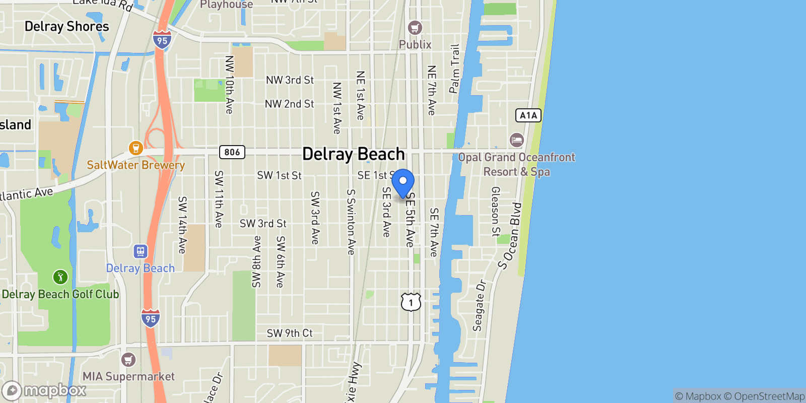 Map showing 408 SE 2nd Street, Delray Beach, Florida, United States.