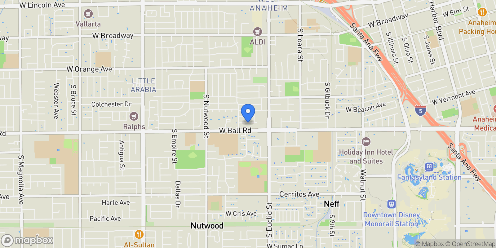 Map showing 1764 W Juno Avenue, Orange, California, United States.
