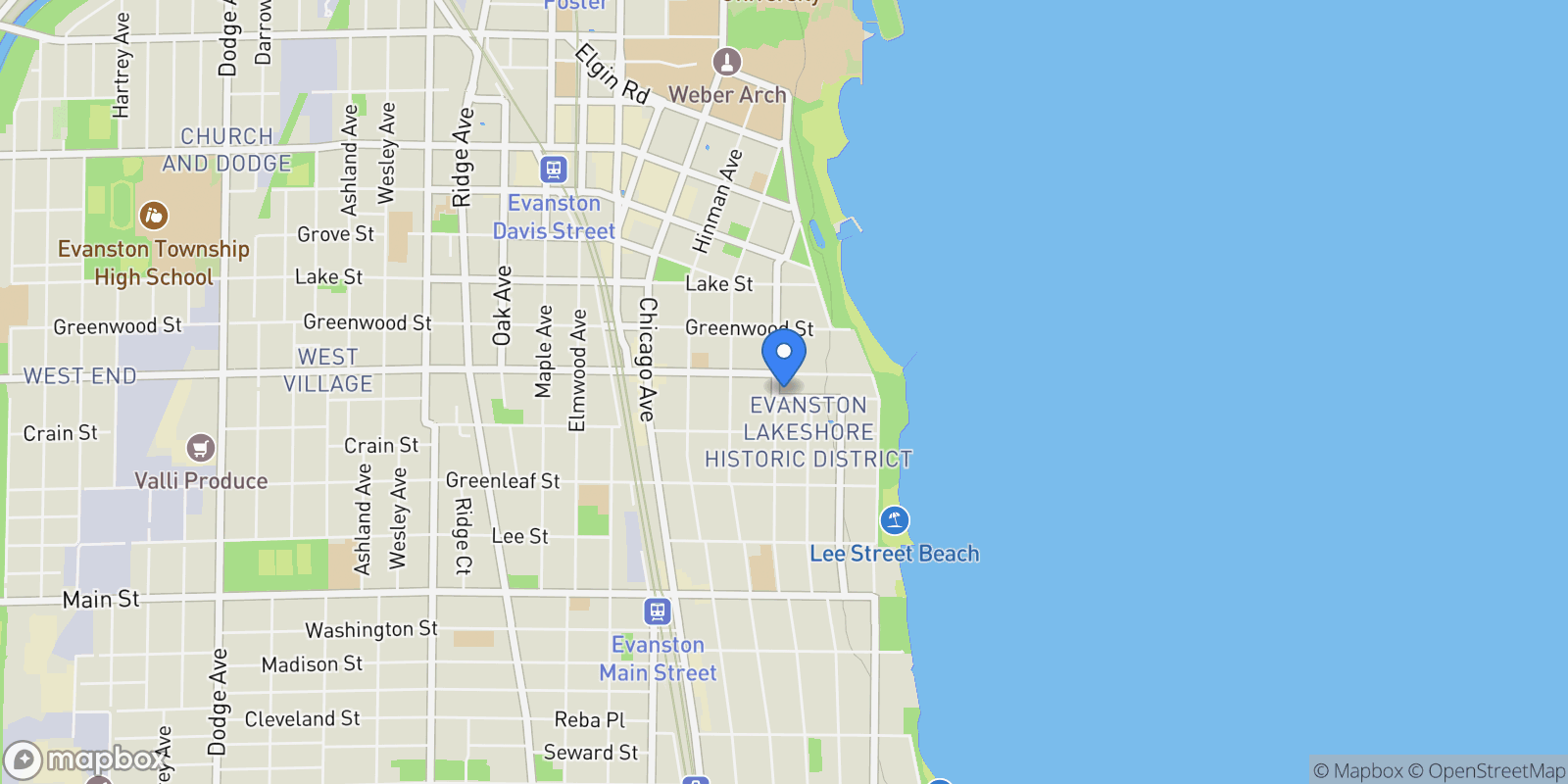 Map showing 235 Burnham Place, Evanston, IL, 60202, USA, Evanston, Illinois, United States.