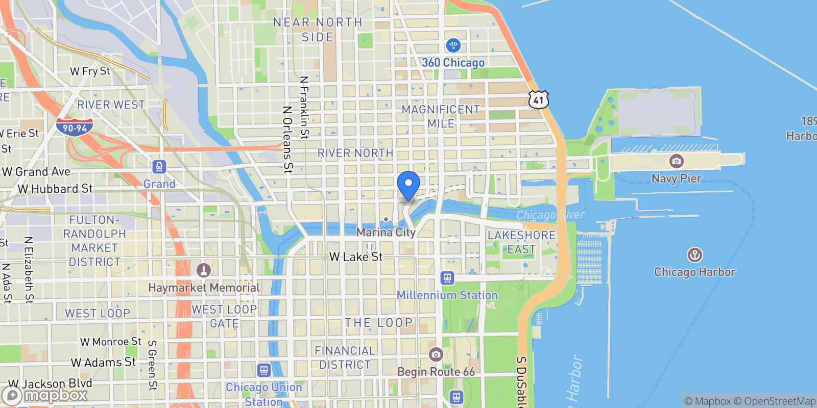 Map showing 401 N. Wabash Avenue, #54E, Chicago, IL, 60611, USA, Chicago, Illinois, United States.