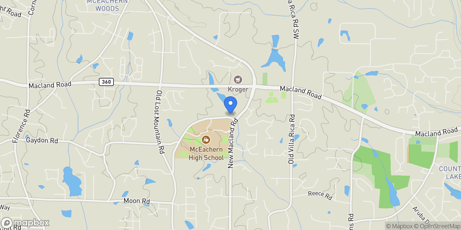Map showing Powder Springs, Georgia, United States.