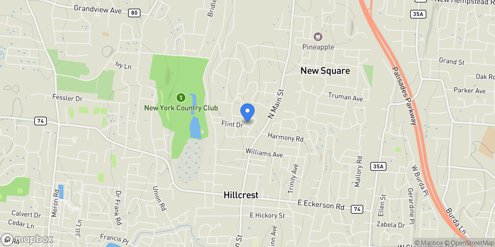 Map showing 25 Flint Drive, Spring Valley, NY 10977, Spring Valley, NY, United States.