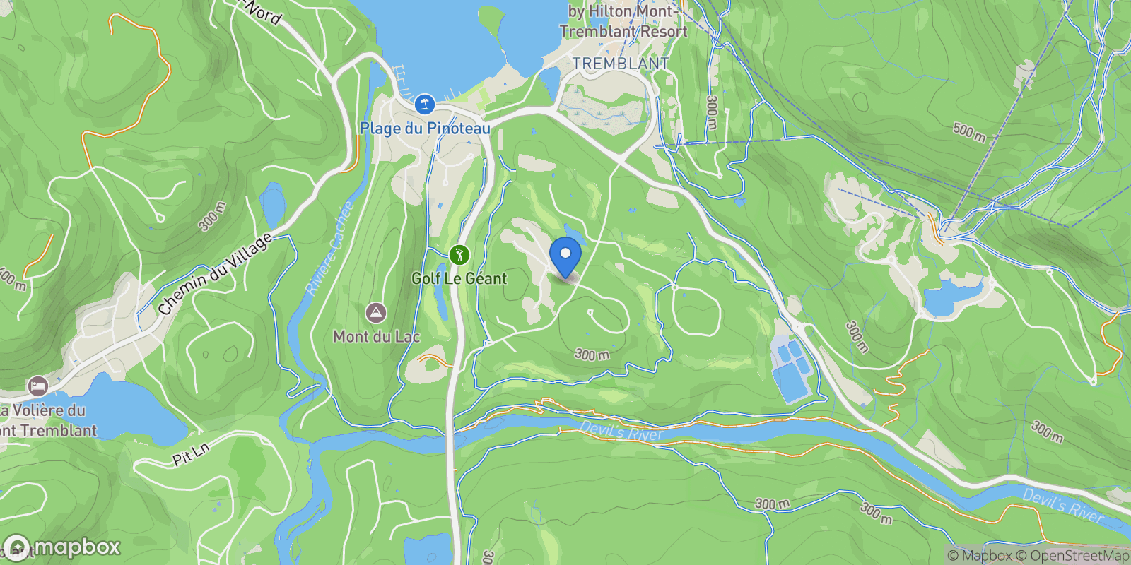 Map showing 1010 Allée de Verbier 104, Mont-Tremblant, Quebec, Canada.
