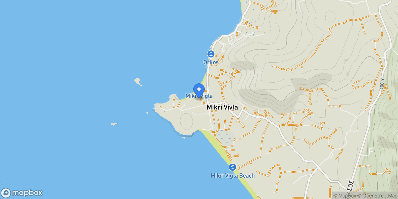 Map showing Mikri Vigla 843 02, Greece, Naxos, Aegean, Greece.