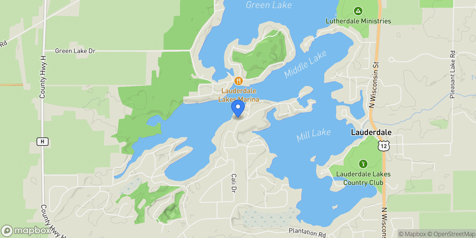 Map showing W5518 Lost Nation Rd, Elkhorn, WI, 53121, USA, Lauderdale Lakes, Wisconsin, United States.
