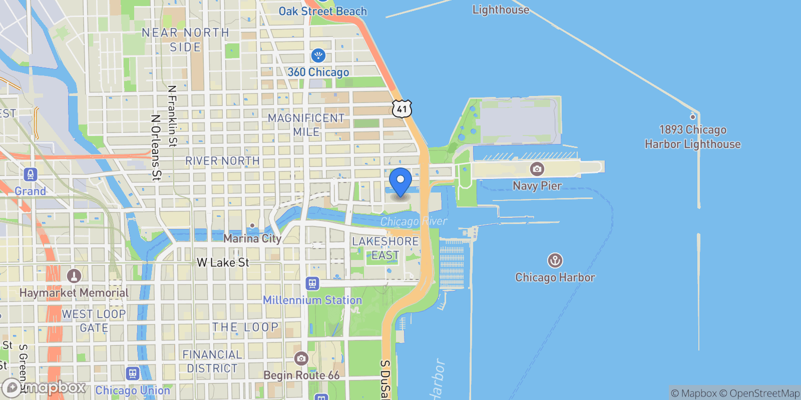 Map showing 438 E North Water Street, Chicago, Illinois, United States.